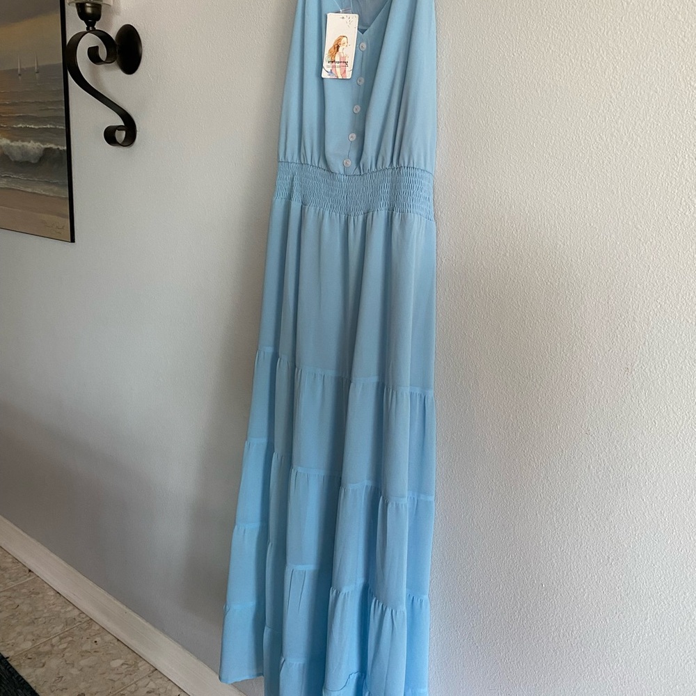Chic Light Blue Maxi Dress